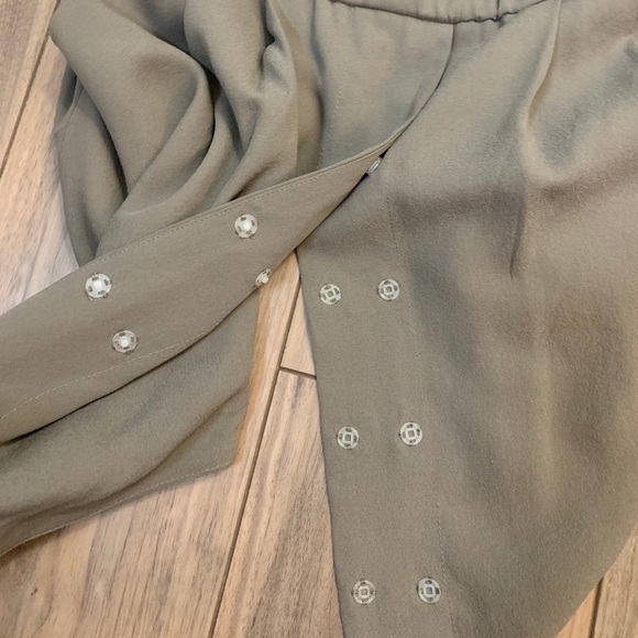 EVER Pierre Draped Silk Button Front Grey Dress Size Small - Picture 9 of 10